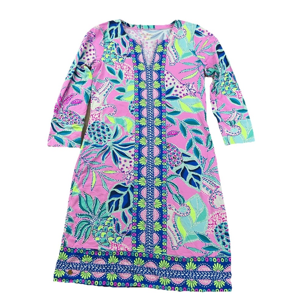 Lilly‎ Pulitzer Nadine UPF 50+ Dress Womens XS Pink Floral Shift Resort Vacation - Picture 5 of 10